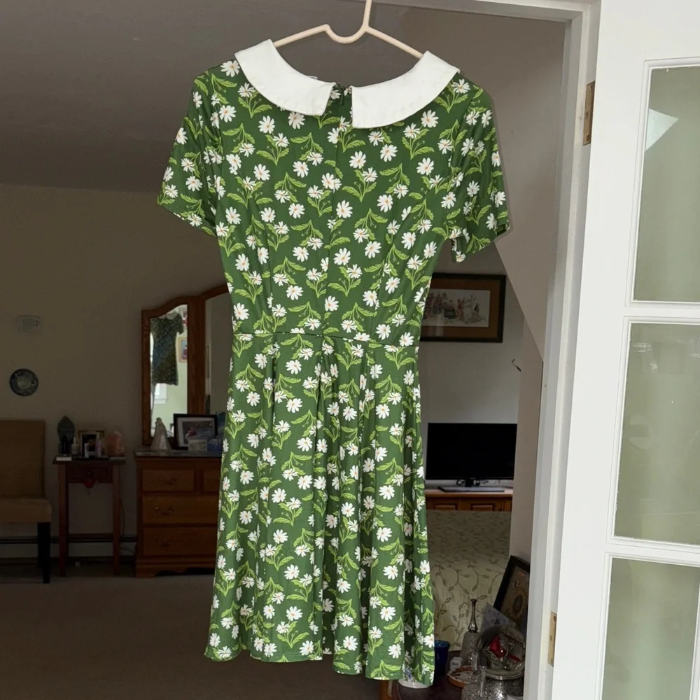 Unique Vintage Green and White Dress - Picture 3 of 3